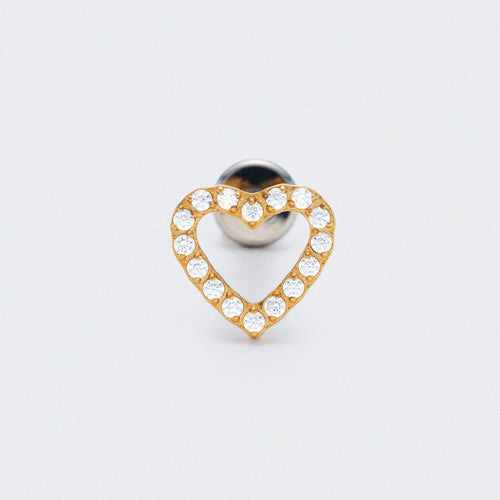 Heart CZ Front Facing Labret in Gold - Titanium