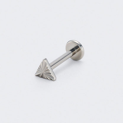 Ridged Triangle Labret in Silver - Titanium