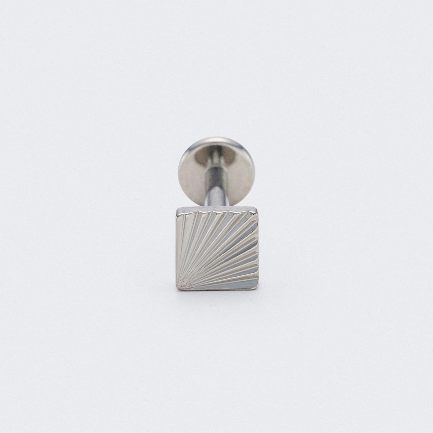 Ridged Square Labret in Silver - Titanium