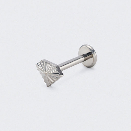 Ridged Diamond Labret in Silver - Titanium