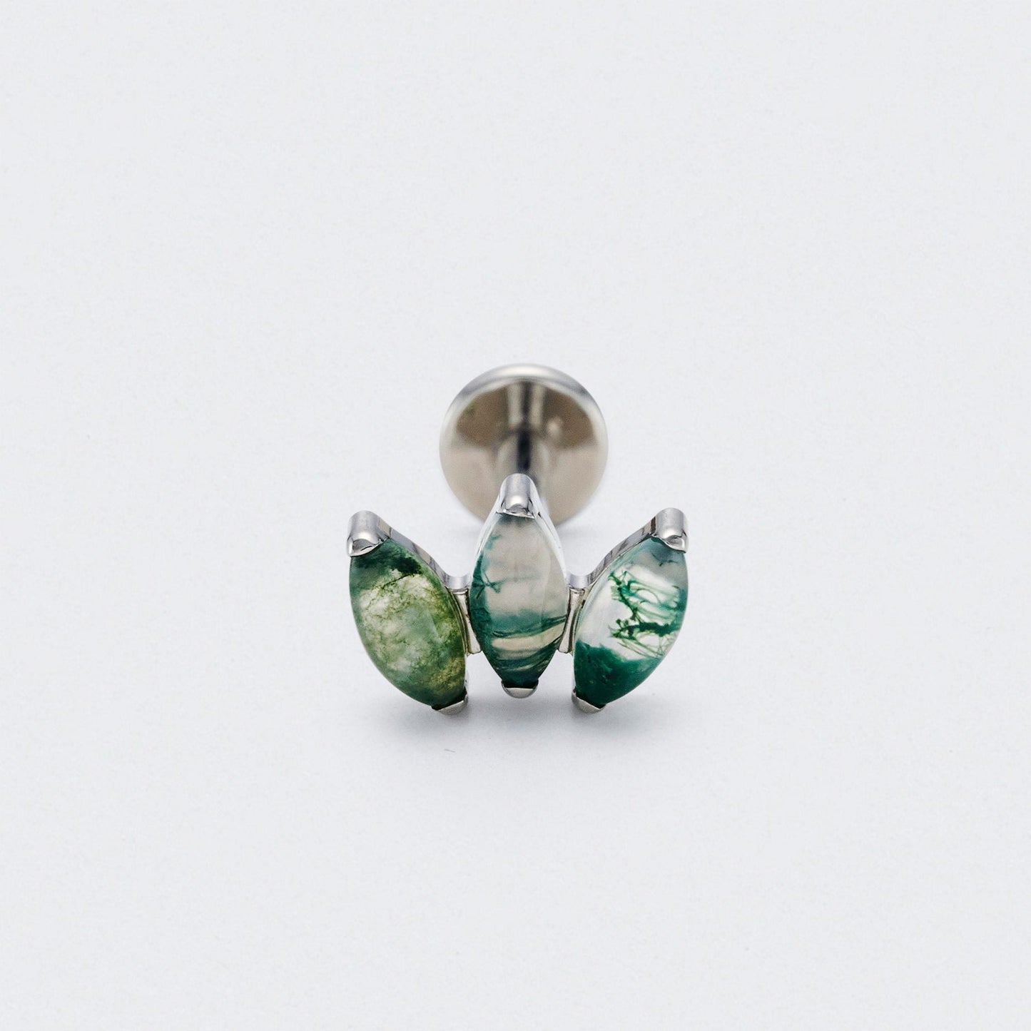 Moss Triple Marquise Labret in Silver - Titanium