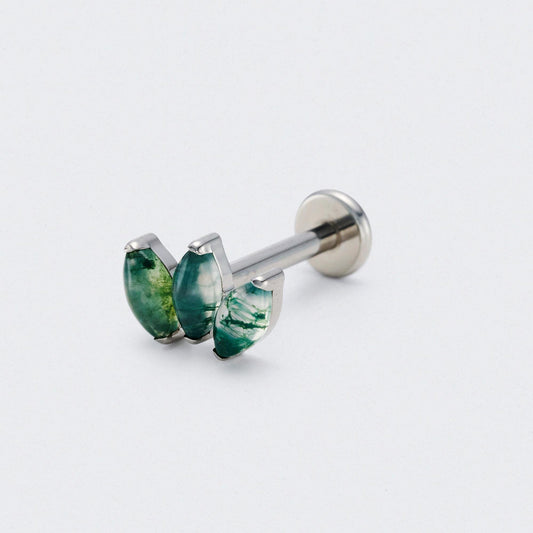 Moss Triple Marquise Labret in Silver - Titanium