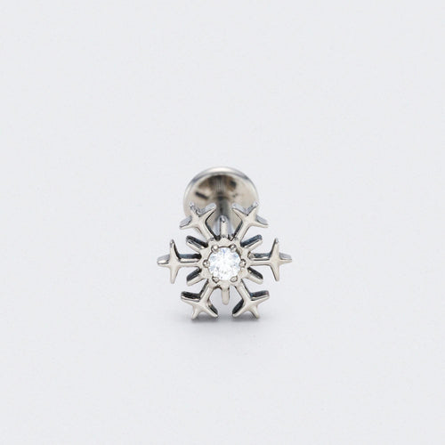 Snowflake with CZ Centre Labret in Silver - Titanium