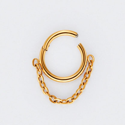 Chain Dangle Hinged Segment Hoop Ring in Gold - Titanium