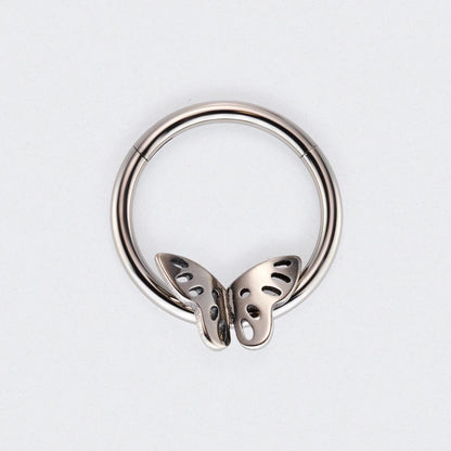 Butterfly Hinged Segment Hoop Ring in Silver - Titanium