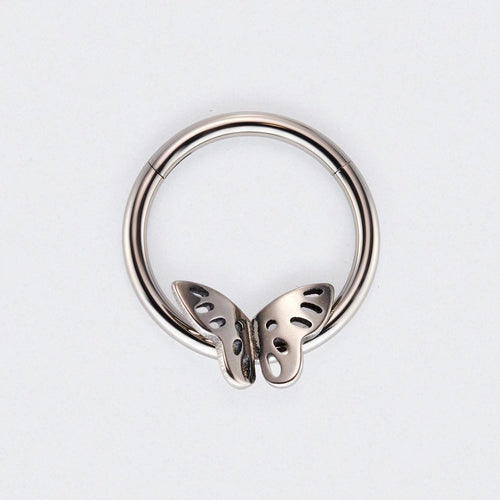 Butterfly Hinged Segment Hoop Ring in Silver - Titanium