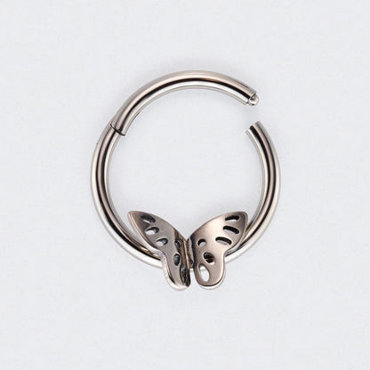 Butterfly Hinged Segment Hoop Ring in Silver - Titanium