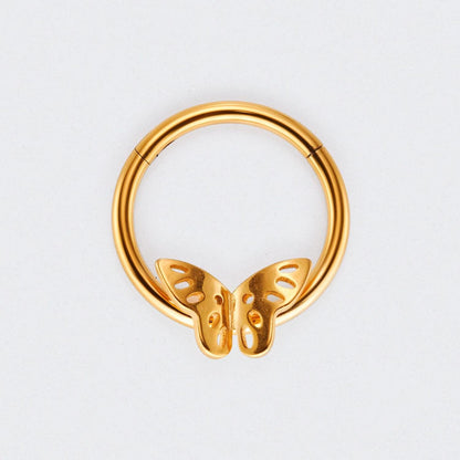 Butterfly Hinged Segment Hoop Ring in Gold - Titanium