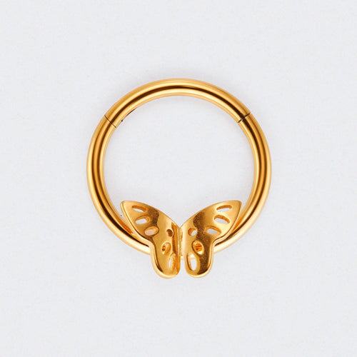 Butterfly Hinged Segment Hoop Ring in Gold - Titanium