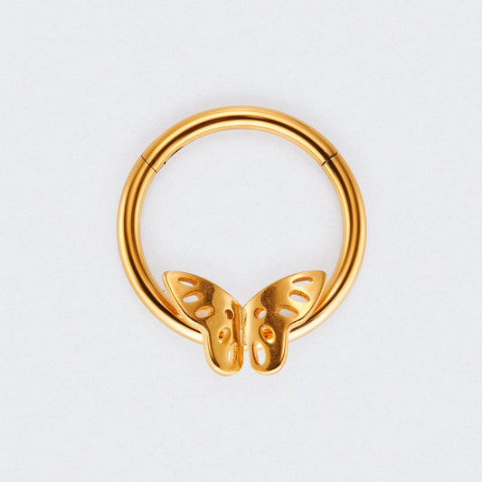 Butterfly Hinged Segment Hoop Ring in Gold - Titanium
