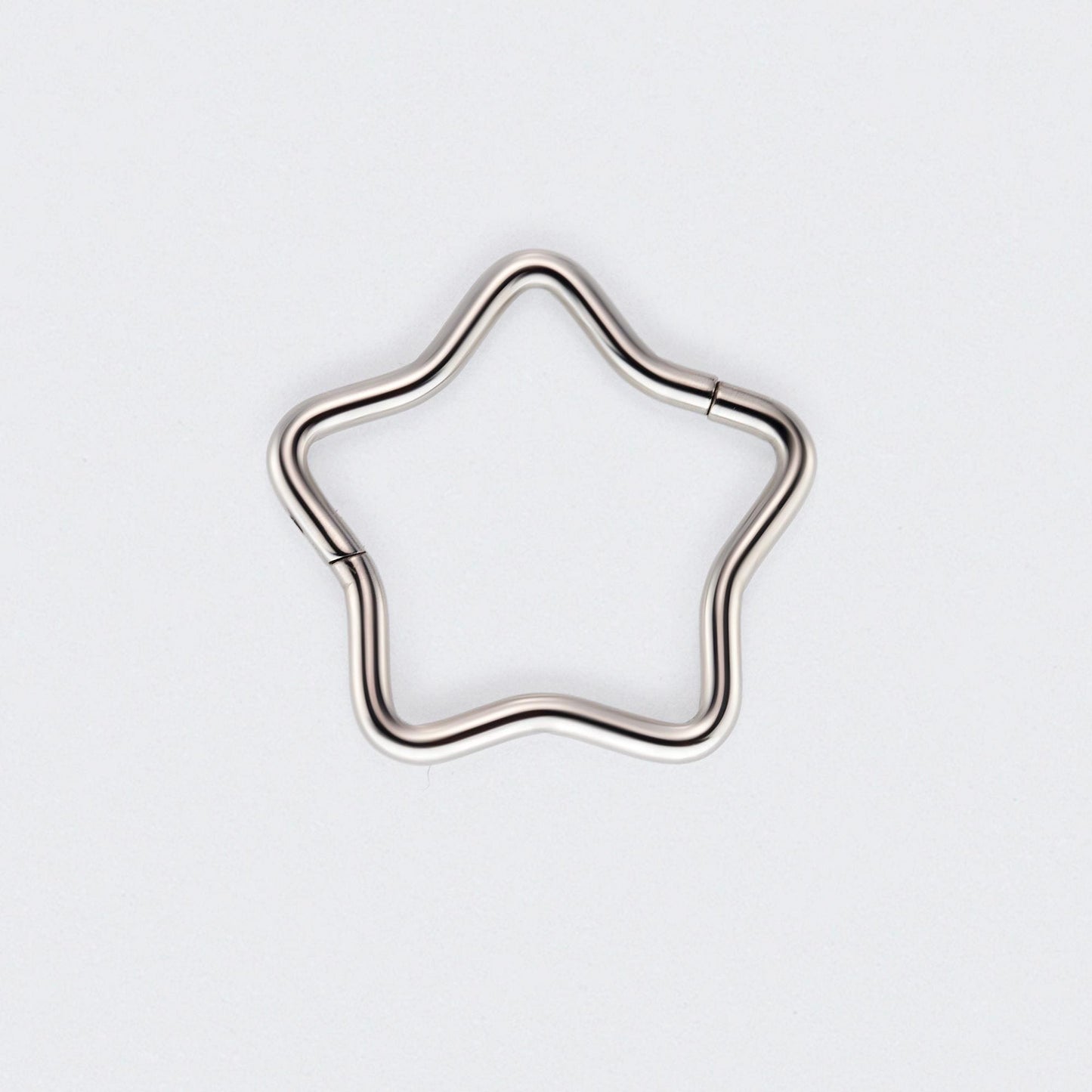 Star Shape Hinged Segment Hoop Ring in Silver - Titanium