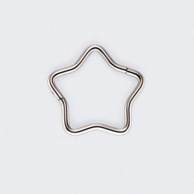 Star Shape Hinged Segment Hoop Ring in Silver - Titanium