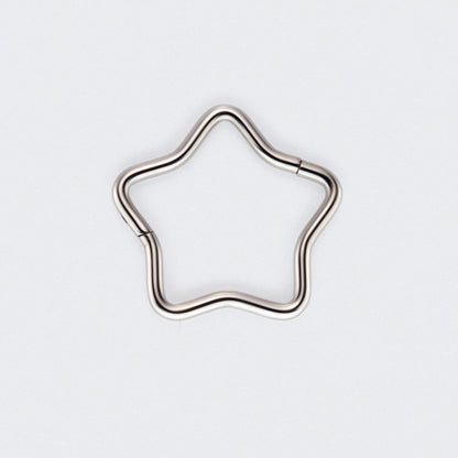 Star Shape Hinged Segment Hoop Ring in Silver - Titanium