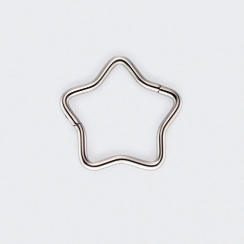 Star Shape Hinged Segment Hoop Ring in Silver - Titanium