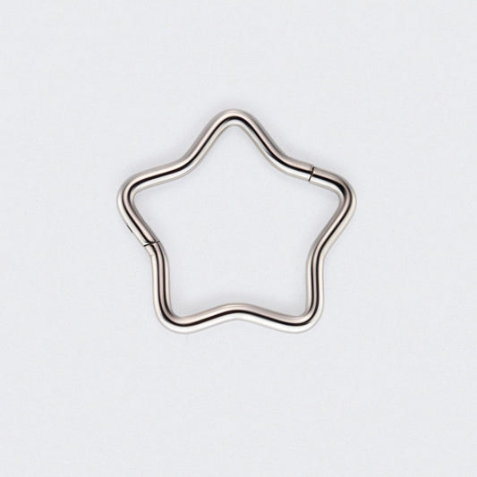 Star Shape Hinged Segment Hoop Ring in Silver - Titanium