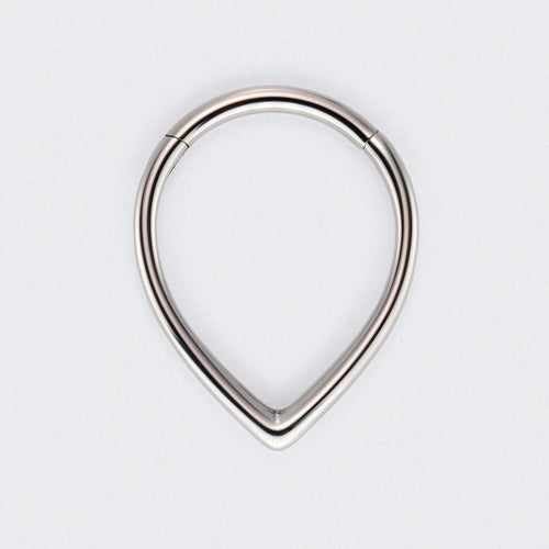 Hollow Teardrop Shaped Hinged Segment Clicker in Silver - Titanium