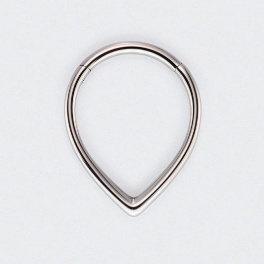 Hollow Teardrop Shaped Hinged Segment Clicker in Silver - Titanium