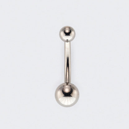 Double Ball End Belly Bar in Silver - Titanium