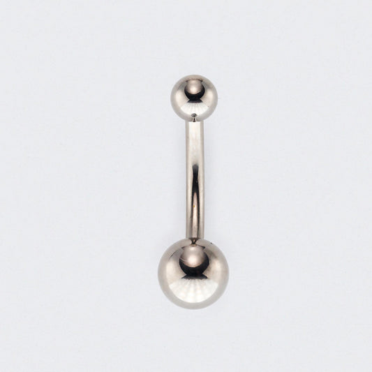 Double Ball End Belly Bar in Silver - Titanium