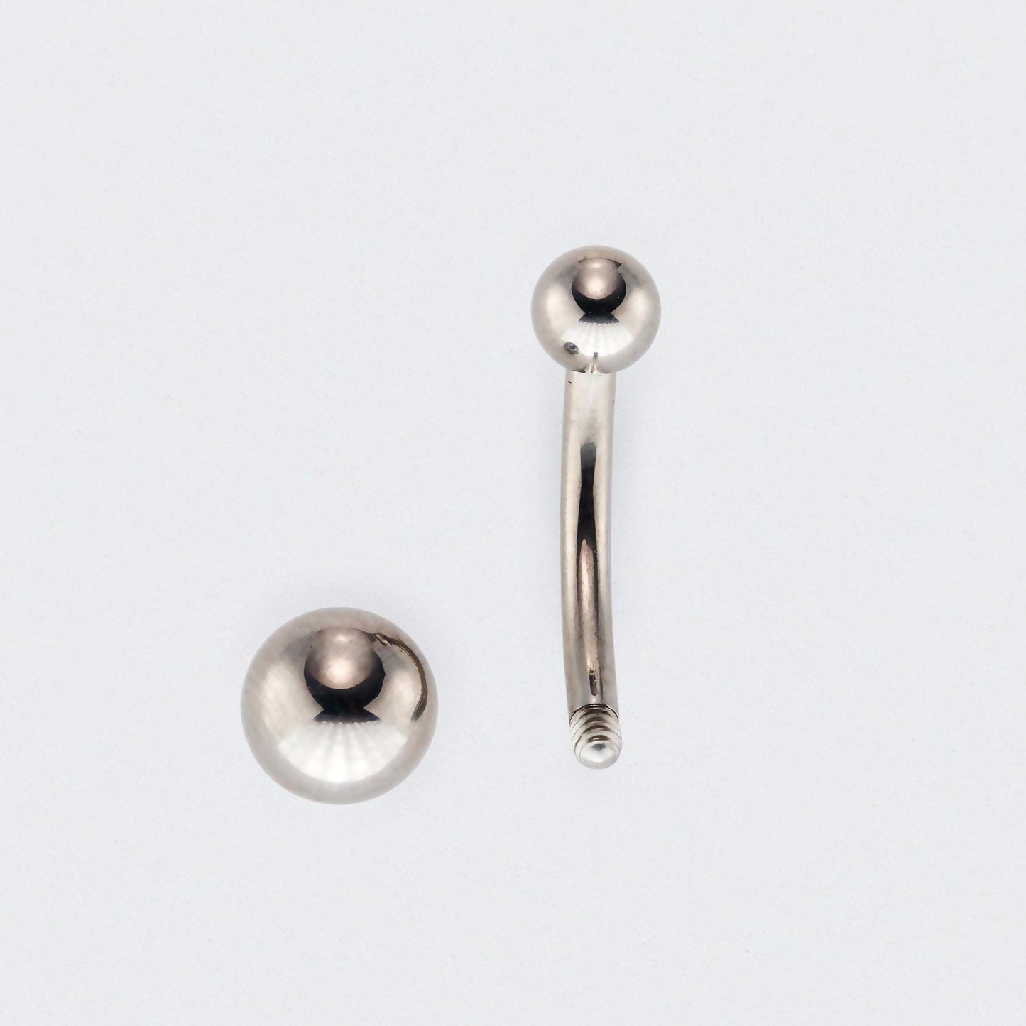 Double Ball End Belly Bar in Silver - Titanium