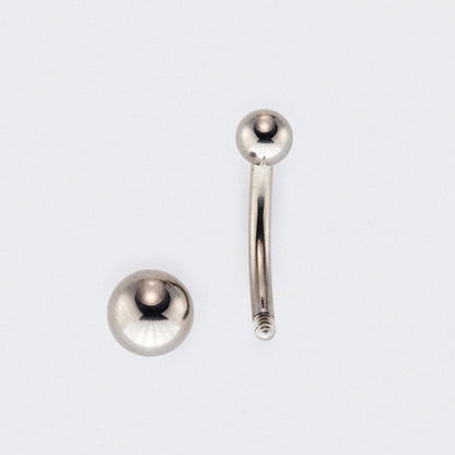 Double Ball End Belly Bar in Silver - Titanium
