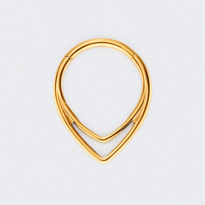 V Shape Segment Hinged Hoop Ring in Gold - Titanium