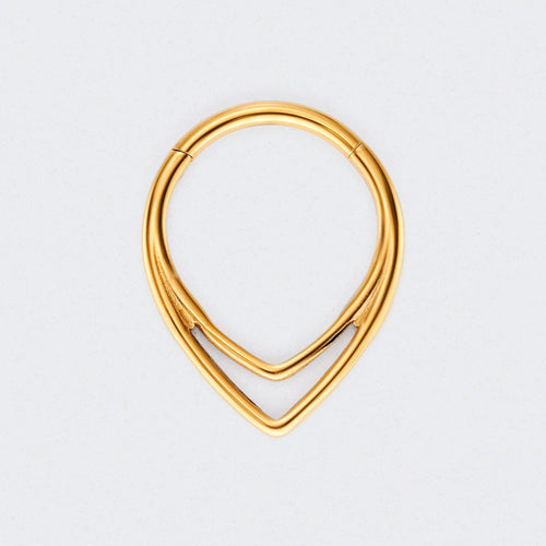 V Shape Segment Hinged Hoop Ring in Gold - Titanium