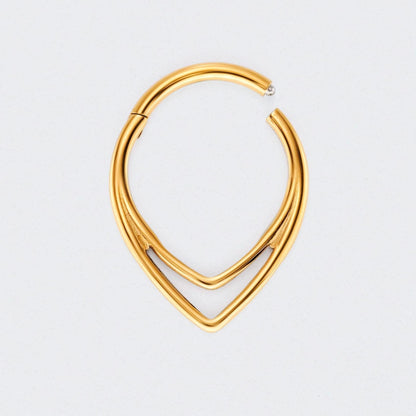 V Shape Segment Hinged Hoop Ring in Gold - Titanium