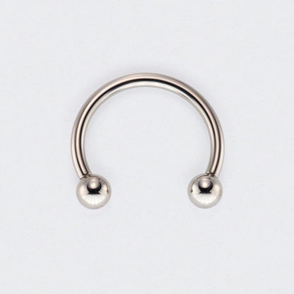 Circular Barbell with Balls Horseshoe in Silver - Titanium