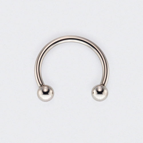 Circular Barbell with Balls Horseshoe in Silver - Titanium