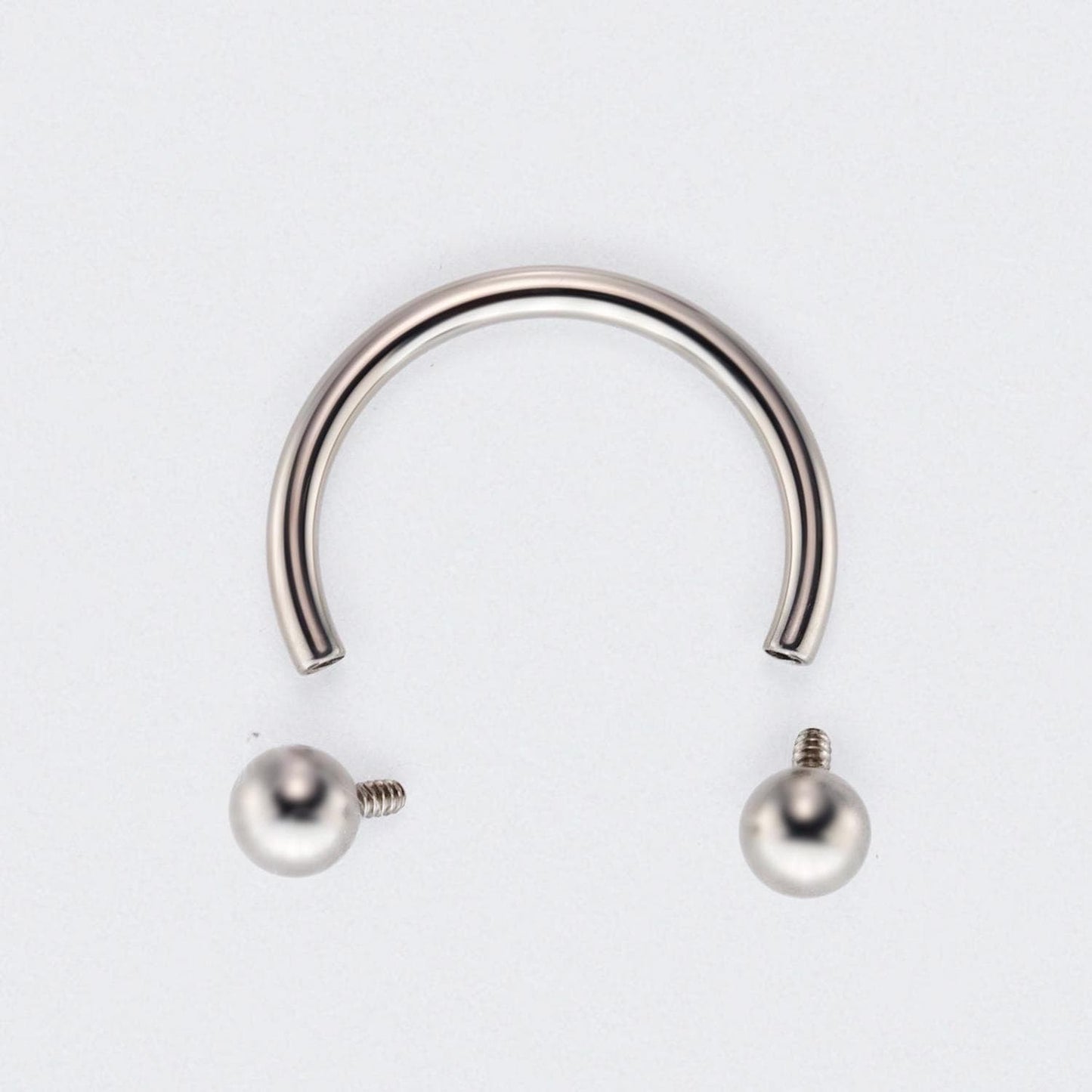 Circular Barbell with Balls Horseshoe in Silver - Titanium