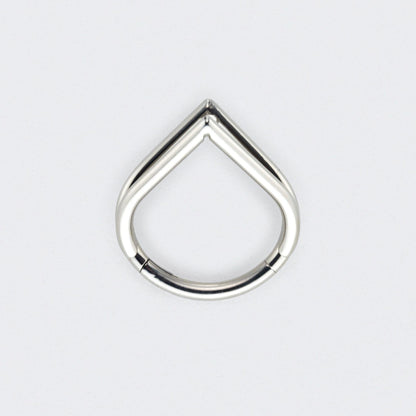Tear Drop Triple Stack Hinged Clicker Segment Ring in Silver - Titanium