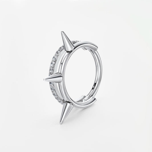 Nova Spike Segment Hoop in Silver - Titanium