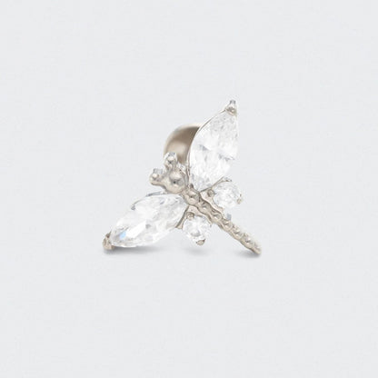 Dragonfly CZ Labret in Silver - Titanium