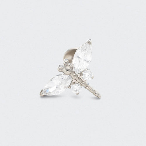 Dragonfly CZ Labret in Silver - Titanium