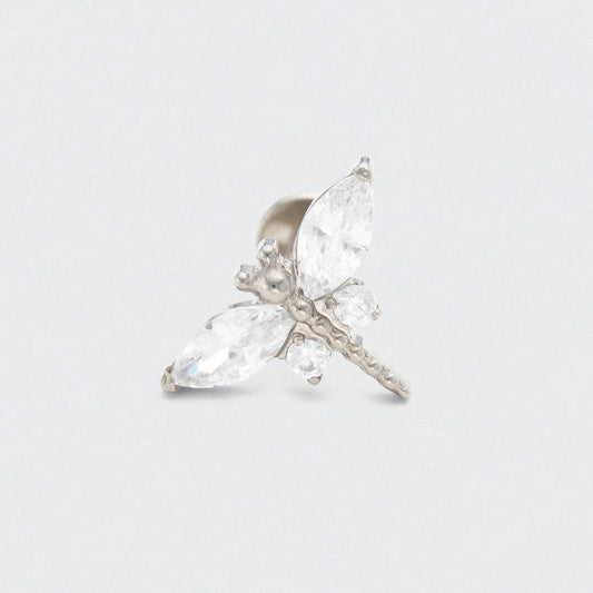 Dragonfly CZ Labret in Silver - Titanium