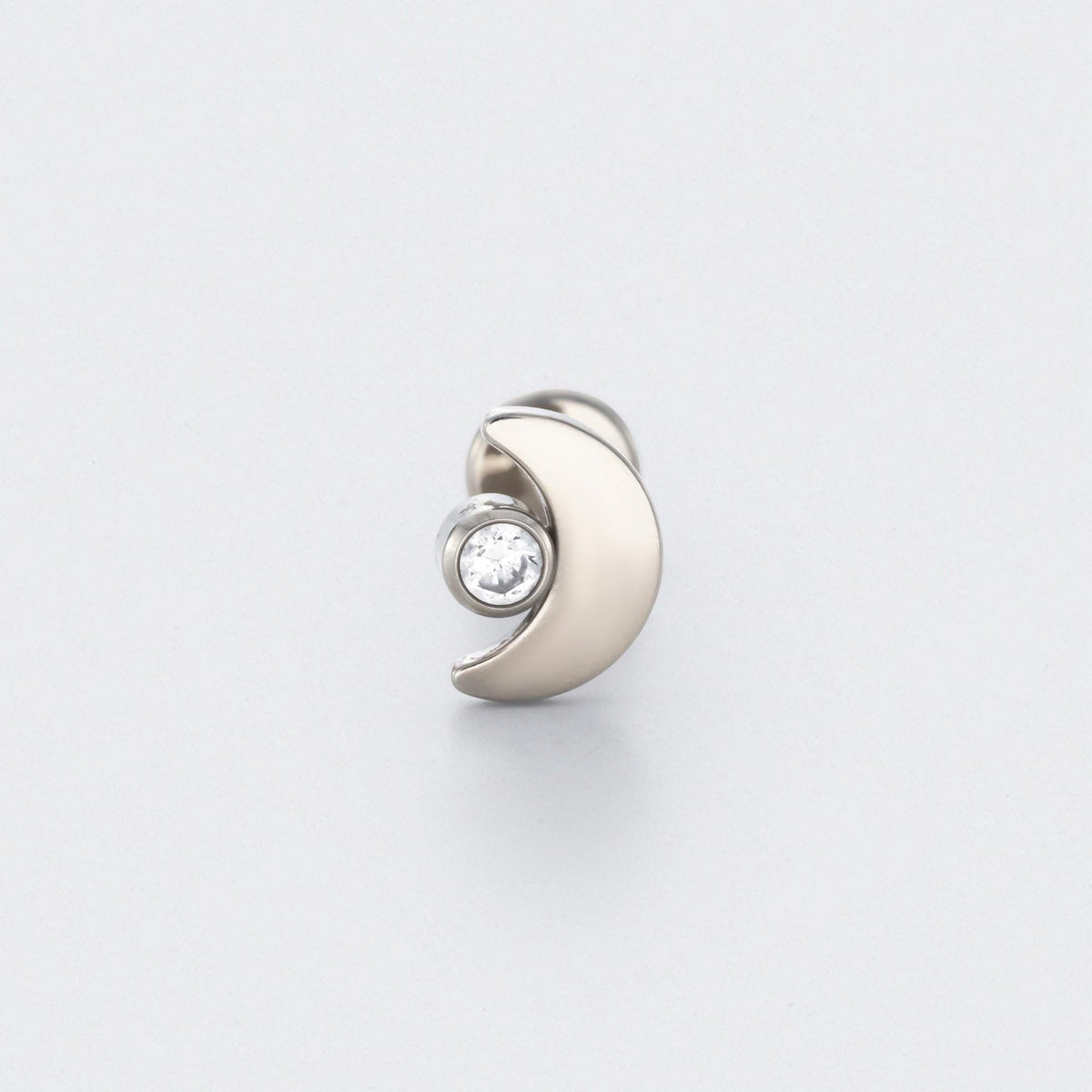 Moon Shape with CZ Labret in Silver - Titanium