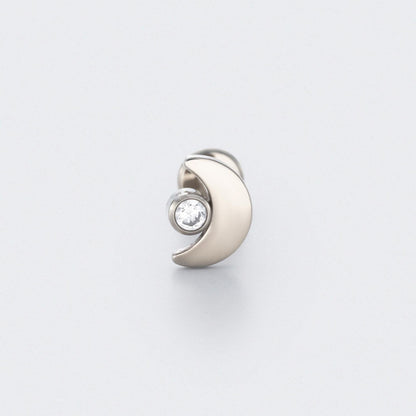 Moon Shape with CZ Labret in Silver - Titanium