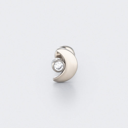Moon Shape with CZ Labret in Silver - Titanium