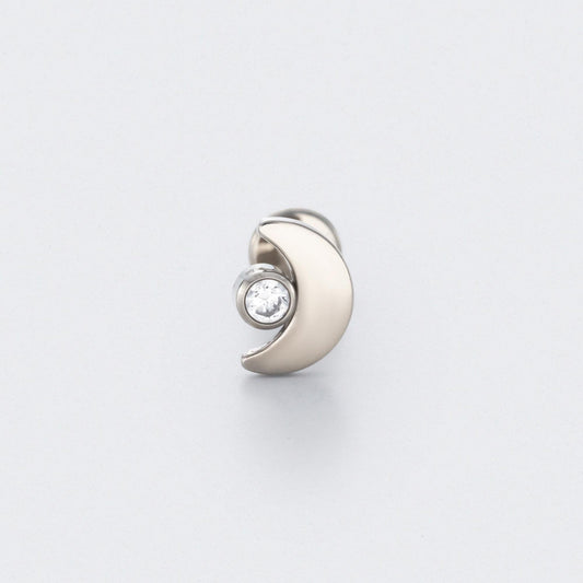 Moon Shape with CZ Labret in Silver - Titanium