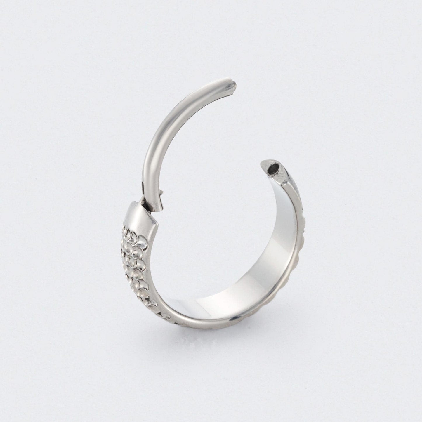 Huggie Hoop Bump Cut in Silver - Titanium