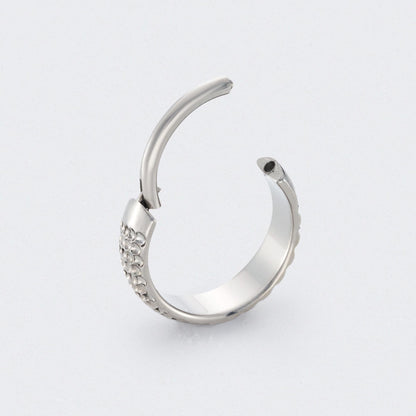 Huggie Hoop Bump Cut in Silver - Titanium