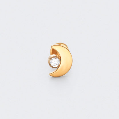 Moon Shape with CZ Labret in Gold - Titanium