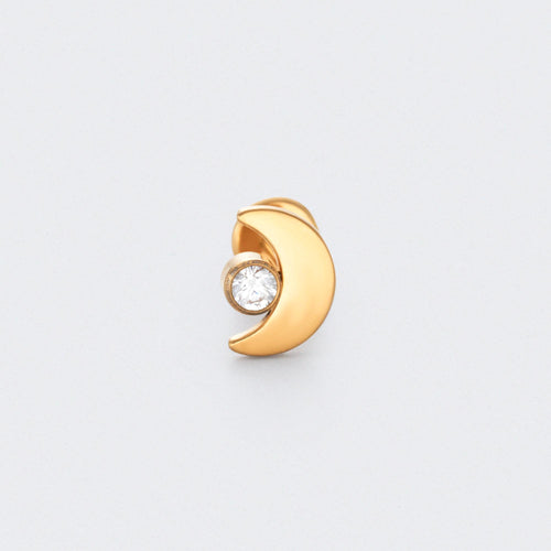 Moon Shape with CZ Labret in Gold - Titanium