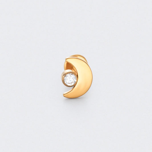 Moon Shape with CZ Labret in Gold - Titanium