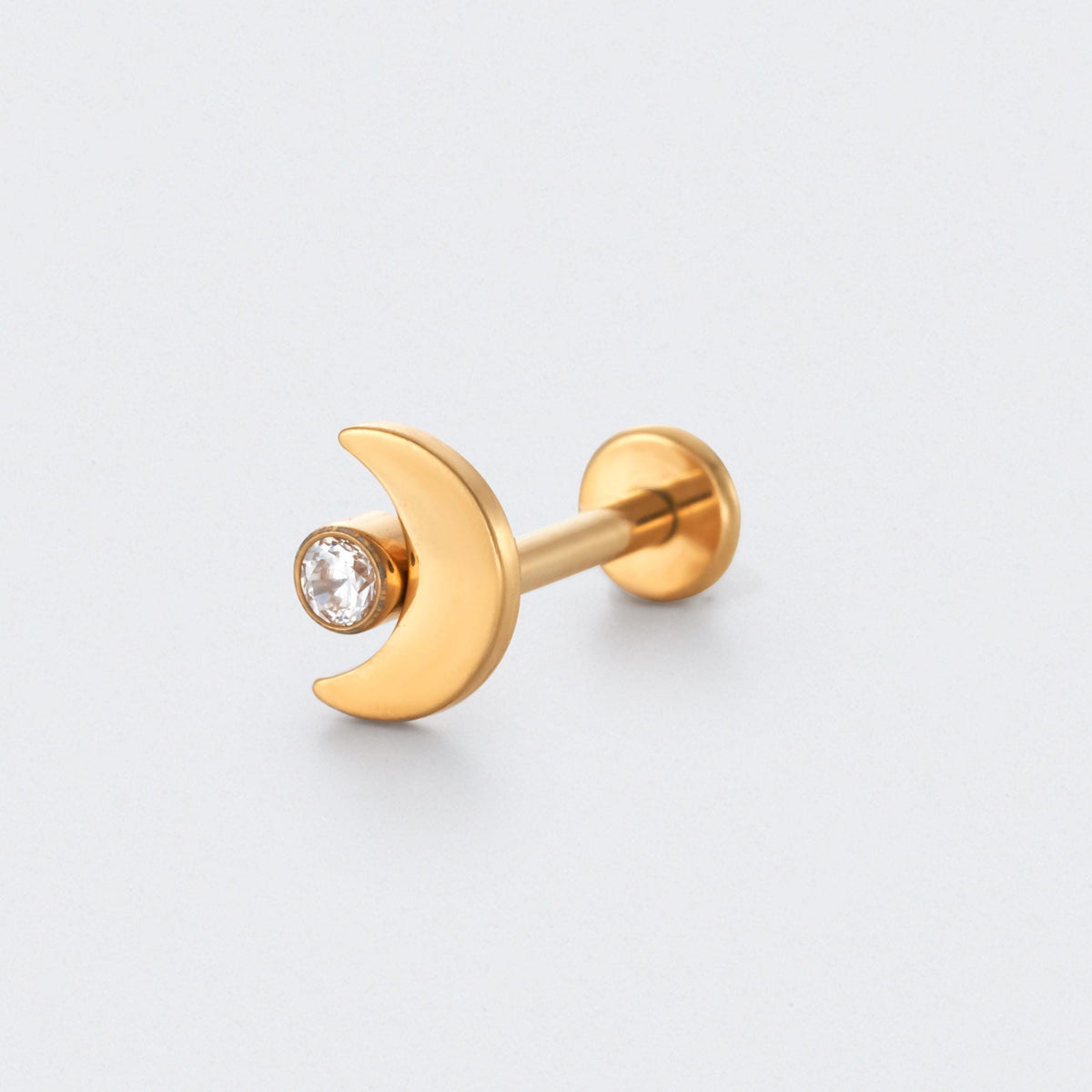 Moon Shape with CZ Labret in Gold - Titanium